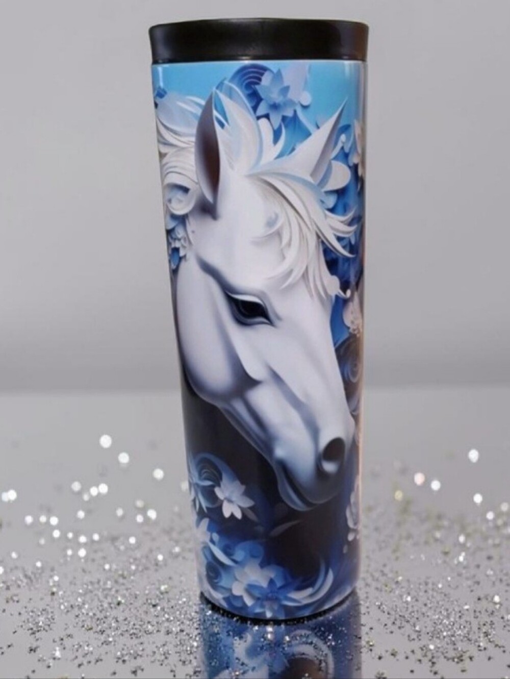 White Horse 3D Art 20oz Tumbler with duo lids 🎉sale
